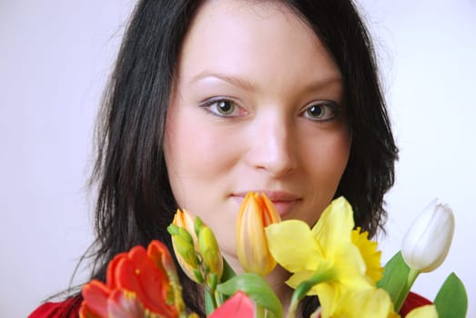 Young woman with flowers