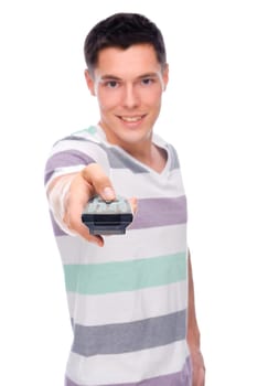 Man with remote control