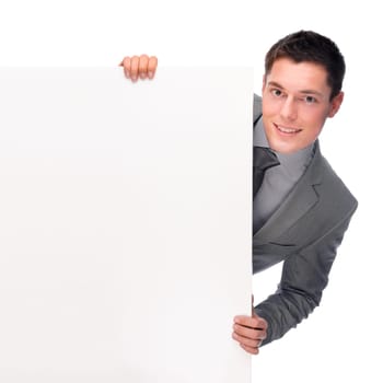 Businessman with billboard