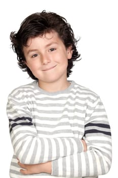 Funny child with striped sweater