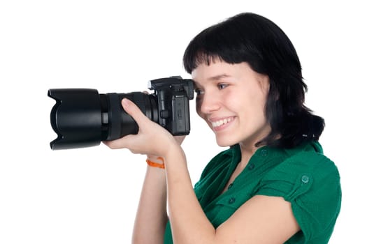 Woman holding a photo camera