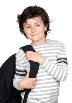 Beautiful student child with backpack