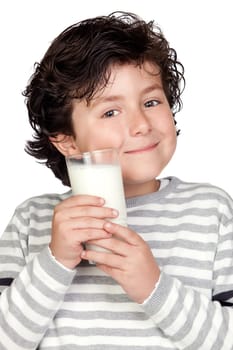 Beautiful child with glass of milk