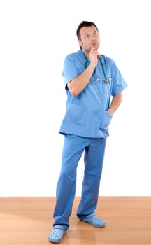 Doctor with pensive gesture