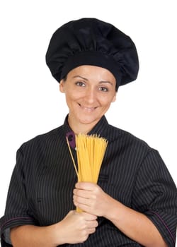 Pretty cook woman with spaguettis