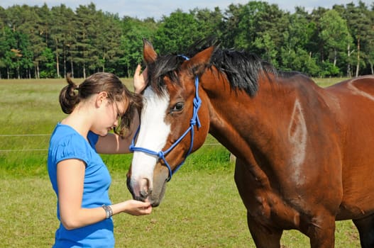 Teenagers with horse