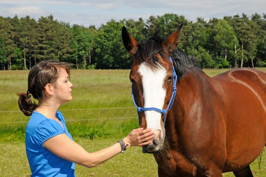 Teenagers with horse