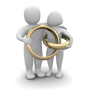 Couple and wedding rings
