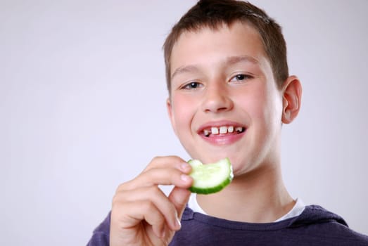 Eating cucumber