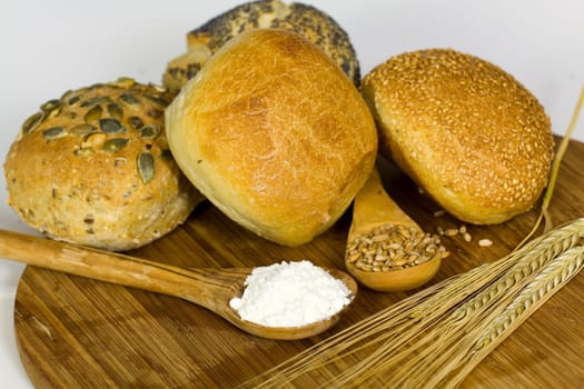 Assorted rolls,flour,wheat grain,eh