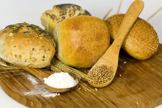Assorted rolls,flour,wheat grain,eh