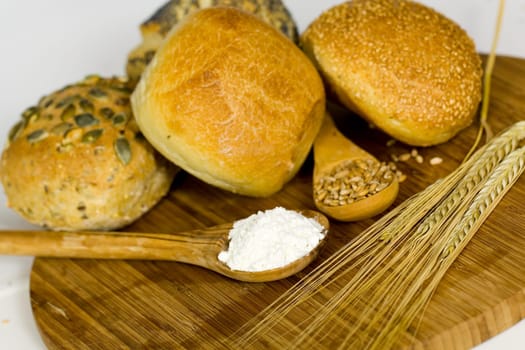 Assorted rolls,flour,wheat grain,eh