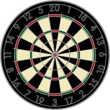 Realistic dart board over white background