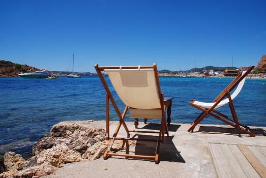 two deck chairs
