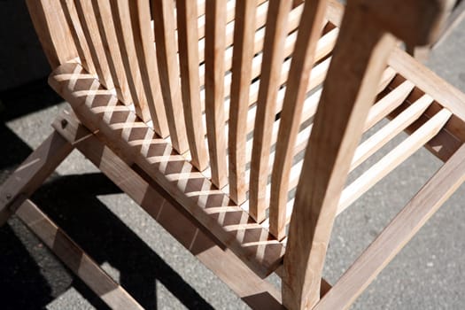 Close-up view of a wooden chair