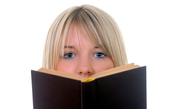 young woman with book