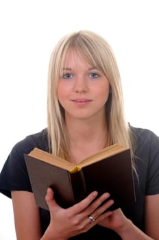 young woman with book