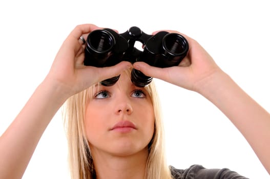 Young woman with binoculars
