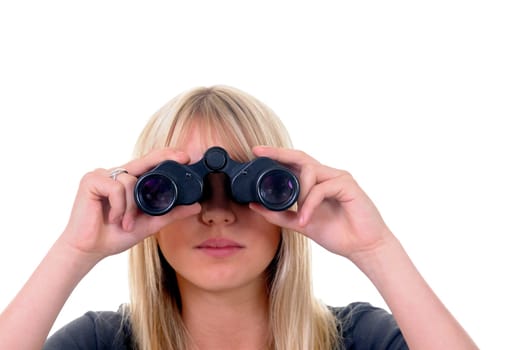 Young woman with binoculars