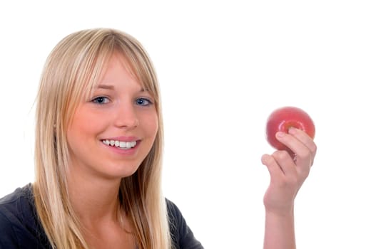 Young woman with apple