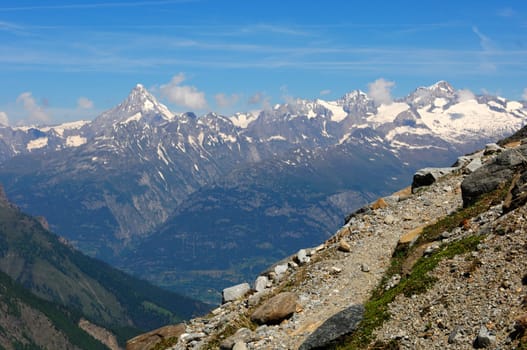 Mountain trail in the Alps,Valais,Switzerland