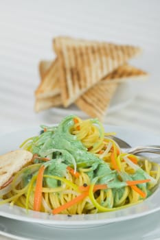 Toast and noodles