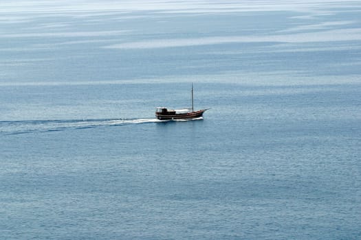 Old sail ship on the summer sea