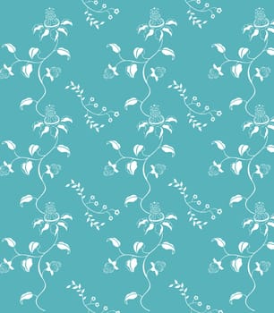 Blue seamless damask background