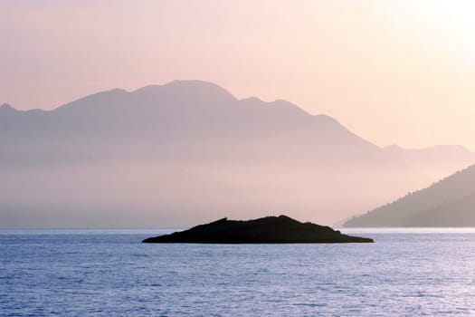 Sunrise on Korcula island, Adriatic sea