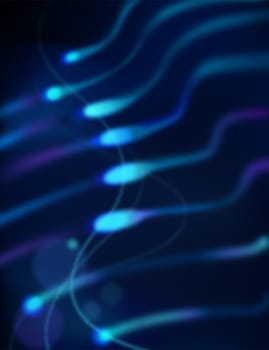 abstract blue sperm in black background