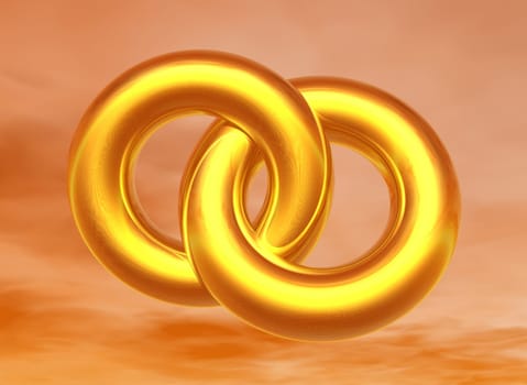 Two rings in orange sky