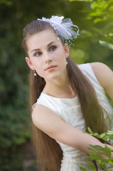 bride in park