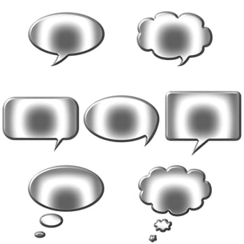 3D Silver Speech and Thought Bubbles