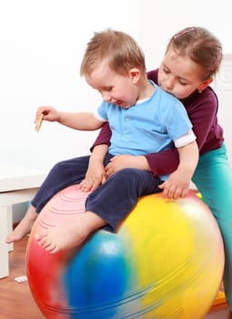 Lot of fun with gymnastic ball