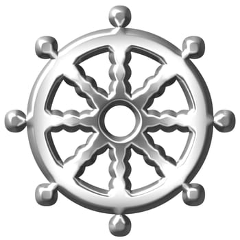 3D Silver Buddhism Symbol Wheel of Dharma