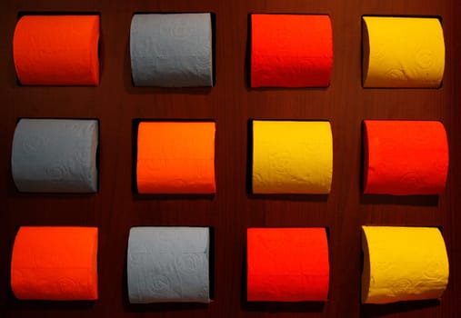 Toilet paper displayed in a restroom