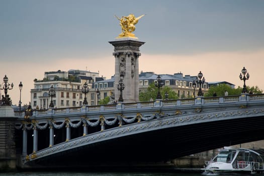 Paris and the river Seine at sunset