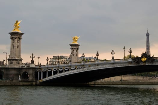 Paris and the river Seine at sunset