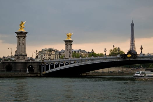 Paris and the river Seine at sunset