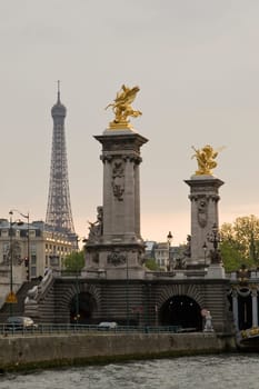 Paris and the river Seine at sunset