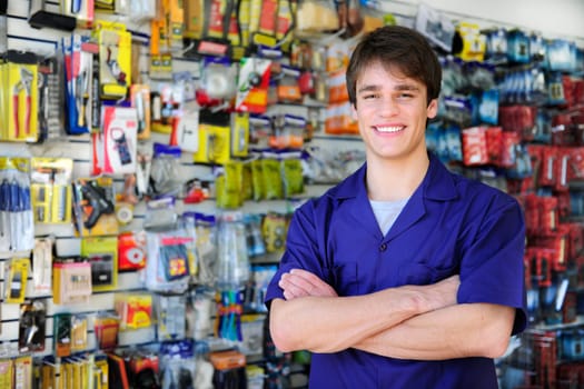 friendly salesman in the hardware store