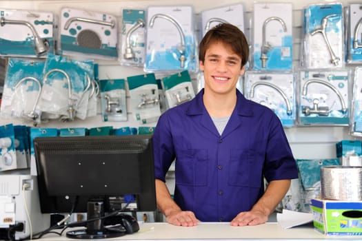 friendly salesman in the hardware store