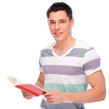 Young man reading a book