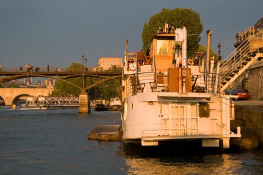 Paris and the river Seine at sunset