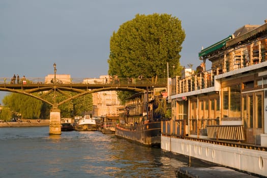 Paris and the river Seine at sunset