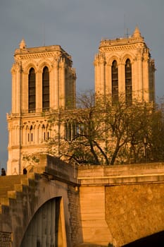 Paris and the river Seine at sunset
