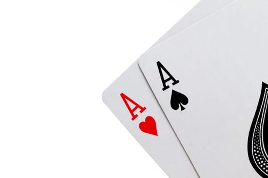 Two Aces Standing on White