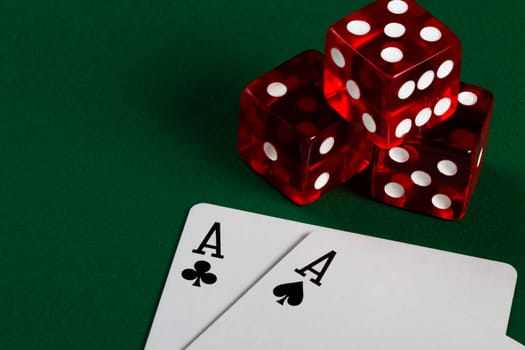 Two Aces Three Cubes on Green