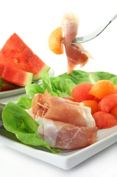 Ham with melon