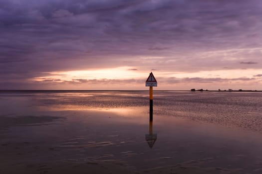 in the evening in the mudflats